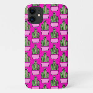 Capa Para iPhone 11 Padrão de Pote Rosa Cactus Cute a Rosa