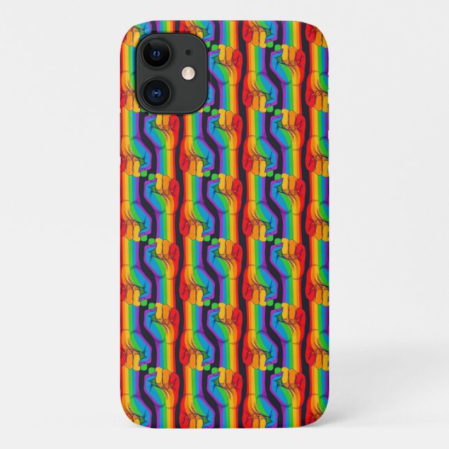 Capa Para iPhone 11 Padrão de Punho do Arco-Íris (Verso)