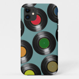 Capa Para iPhone 11 padrão de registros de vinilo a cores