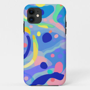 Capa Para iPhone 11 Padrão de repetição de neon azul-Abstrato de-grana