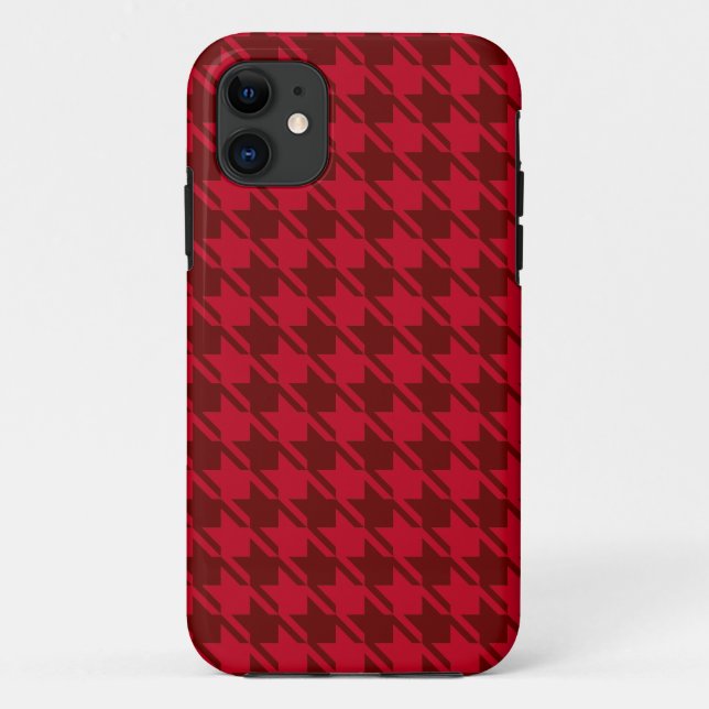 Capa Para iPhone 11 Padrão de repetição do Red Houndstooth (Verso)