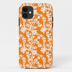 Capa Para iPhone 11 Padrão De Repetição Floral Laranja E Branca