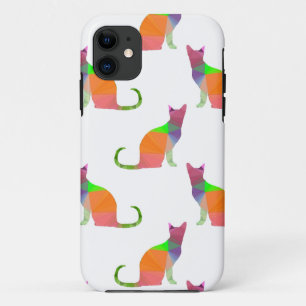 Capa Para iPhone 11 Padrão de Silhueta de Gato Poly Baixo