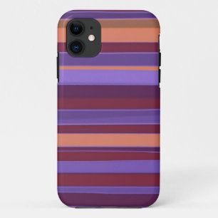 Capa Para iPhone 11 Padrão de Stripes de Abstrato castanho e roxo