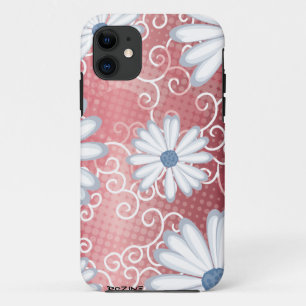 Capa Para iPhone 11 Padrão de Tatuagem de Daisy Tribal Floral Azul Ver