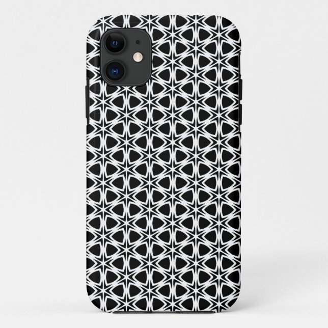 Capa Para iPhone 11 Padrão de trava preto e branco (Verso)
