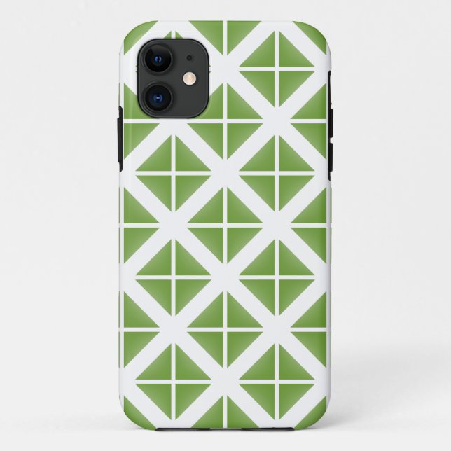 Capa Para iPhone 11 Padrão de Triângulo de Tendência Verde (Verso)