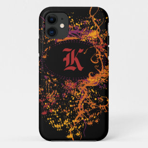 Capa Para iPhone 11 Padrão de Vintage com Monograma K