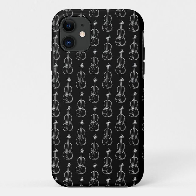 Capa Para iPhone 11 Padrão de Violino - Preto e Branco (Verso)