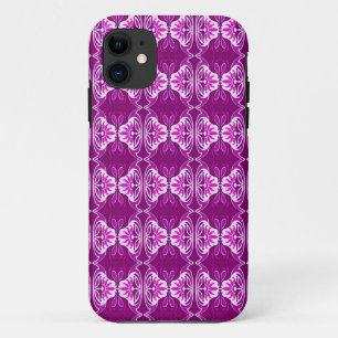 Capa Para iPhone 11 Padrão de wallpaper Art Deco - roxo profundo e bra