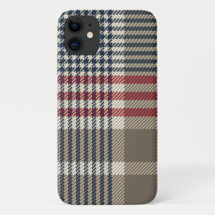 Capa Para iPhone 11 Padrão de Xadrez de Verificação de Glen de Taupe