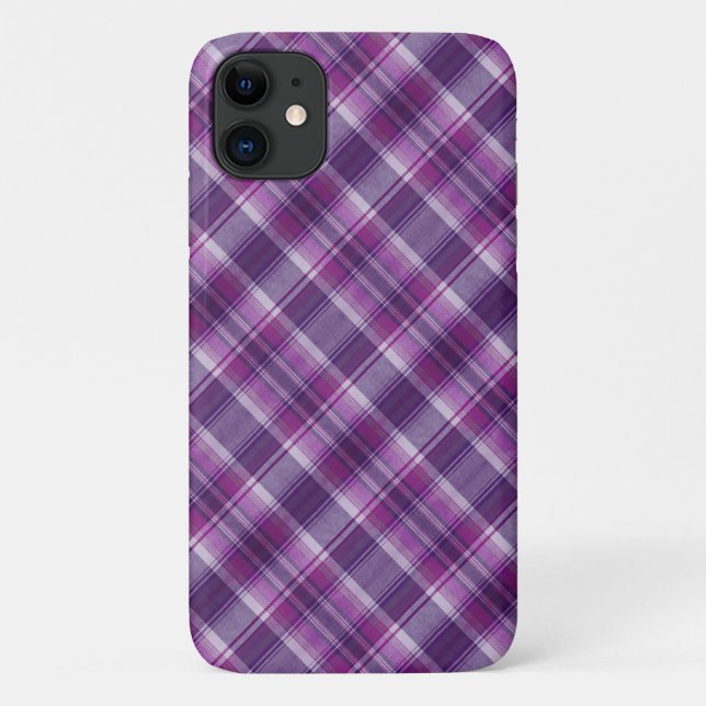 Capa Para iPhone 11 Padrão de Xadrez Roxo (Verso)