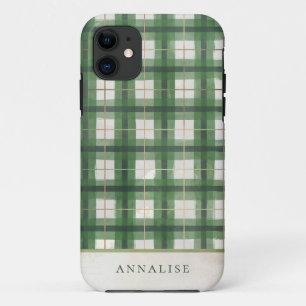 Capa Para iPhone 11 Padrão de Xadrez verde pintado para o inverno