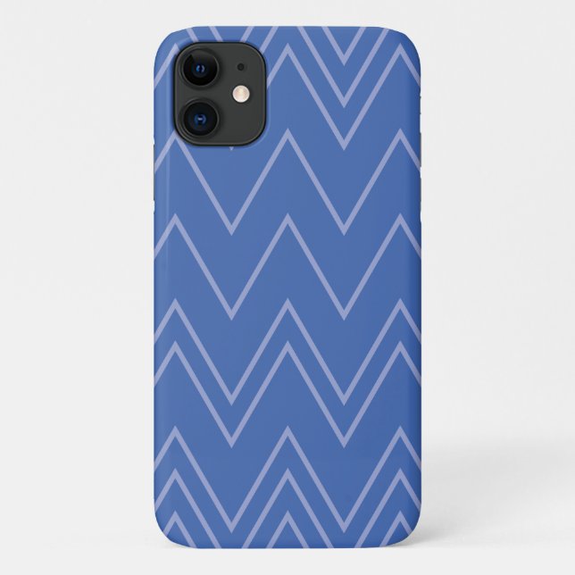 Capa Para iPhone 11 Padrão de ziguezague azul, moderno, simples, legal (Verso)