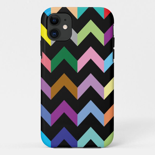 Capa Para iPhone 11 Padrão de ziguezague colorido (Verso)