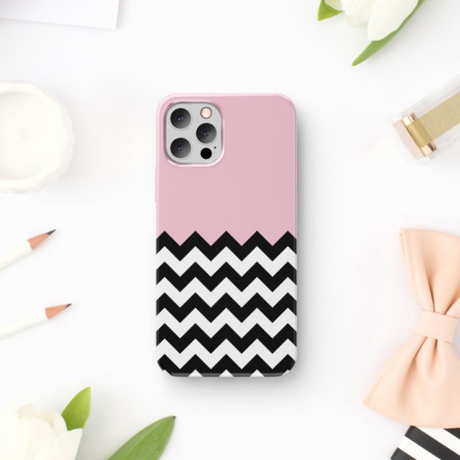 Capa Para iPhone 11 Padrão de ziguezague preto e branco, Chevron, rosa (Criador carregado)