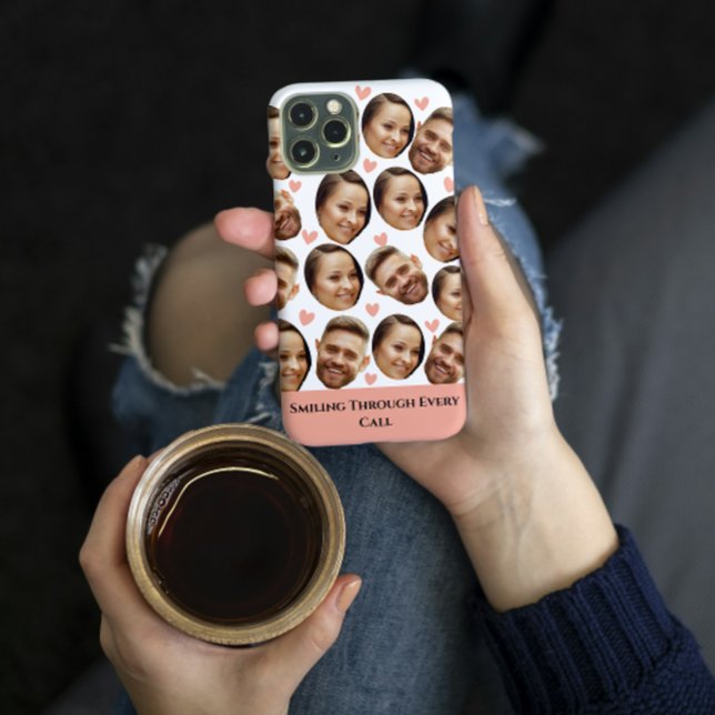 Capa Para iPhone 11 Padrão Divertido de Coração com Foto de Rosto Pers (Custom Face Picture Heart Funny Couple Pattern )