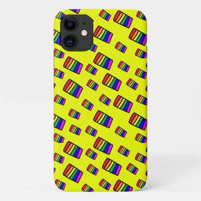 Capa Para iPhone 11 Padrão do bloco Funky Neon Rainbow (Verso)