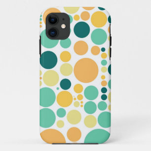 Capa Para iPhone 11 Padrão do Bolinhas Alaranjado amarelo Aqua