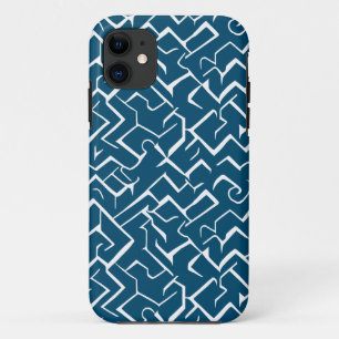 Capa Para iPhone 11 Padrão do Espírito Azul e Branco Maze Moderno