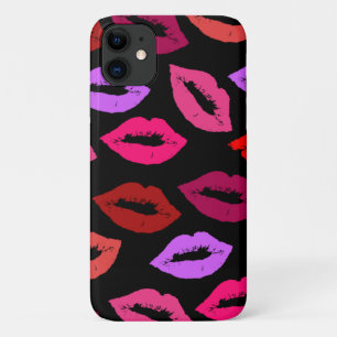Capa Para iPhone 11 Padrão do lábio do perfurador vermelho, roxo e r