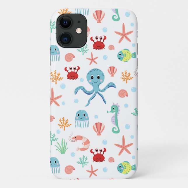 Capa Para iPhone 11 Padrão do mundo do mar (Verso)