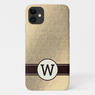 Capa Para iPhone 11 Padrão do triângulo do Ouro monograma