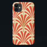 Capa Para iPhone 11 Padrão do ventilador Art Deco - laranja-mandarina<br><div class="desc">Reprodução digital de um papel de parede clássico,  Art Deco,  padrão de ventoinha - laranja de mandarina profunda em cor de laranja claro,  com sherbet,  embelezado com ouro</div>