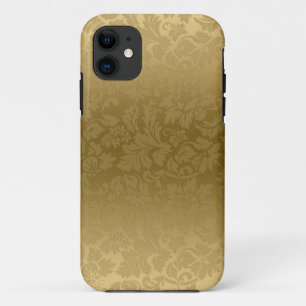 Capa Para iPhone 11 Padrão Dourado de Damascos Florais Monocromáticos 