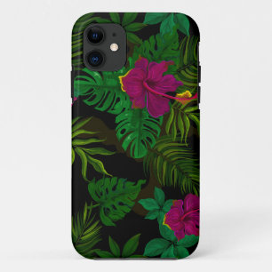 Capa Para iPhone 11 Padrão exótico de orquídeas noturnas da selva