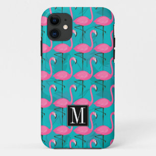 Capa Para iPhone 11 Padrão Flamingo Brilhante  Adicione Seu Inicial