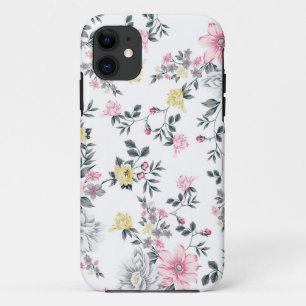 Capa Para iPhone 11 Padrão Floral Amarelo Cor-de-Rosa