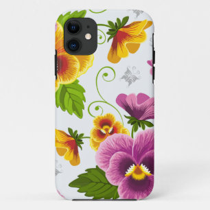 Capa Para iPhone 11 Padrão floral amarelo e rosa
