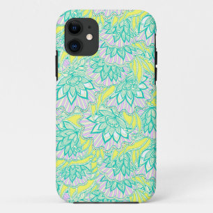 Capa Para iPhone 11 Padrão floral amarelo verde fofo