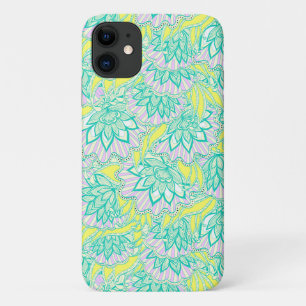 Capa Para iPhone 11 Padrão floral amarelo verde fofo