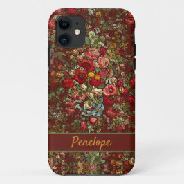 Capa Para iPhone 11 Padrão Floral Chintz Vintage com o Seu Nome