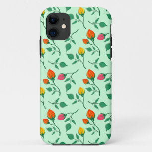 Capa Para iPhone 11 Padrão floral com flores rosa coloridas