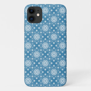 Capa Para iPhone 11 padrão floral de abstrato aberwork em azul claro