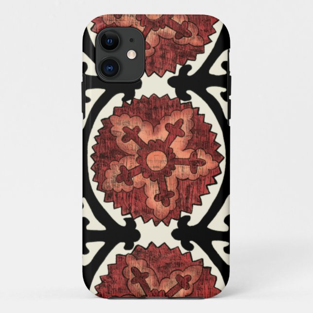 Capa Para iPhone 11 Padrão Floral Decorativo do Estilo Suzani (Verso)