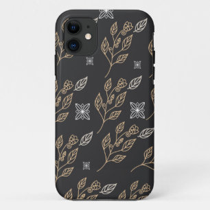 Capa Para iPhone 11 Padrão Floral do ouro