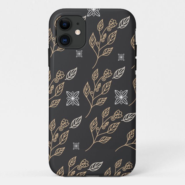 Capa Para iPhone 11 Padrão Floral do ouro (Verso)
