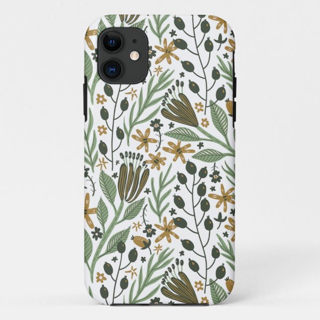 Capa Para iPhone 11 Padrão Floral do Sonho Verde (Verso)