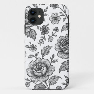 Capa Para iPhone 11 Padrão Floral do Vintage Rosa