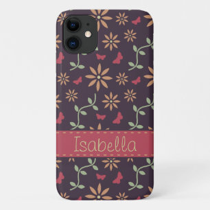 Capa Para iPhone 11 Padrão Floral do Vintage Vetor com Nome
