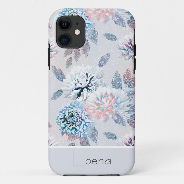 Capa Para iPhone 11 Padrão floral elegante. (Verso)