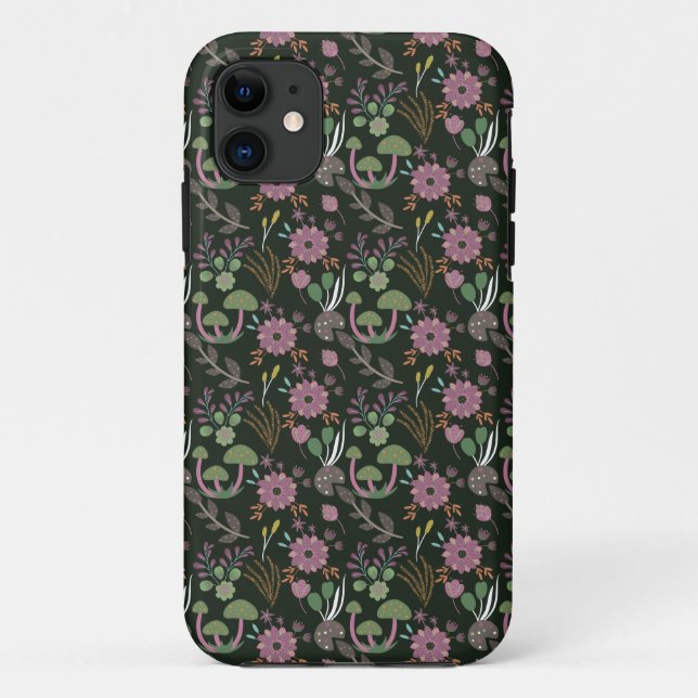 Capa Para iPhone 11 Padrão Floral Negro (Verso)