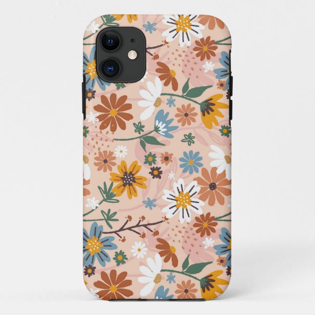 Capa Para iPhone 11 Padrão Floral Pintado À Mão- 23136 (Verso)