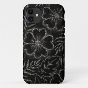 Capa Para iPhone 11 Padrão Floral Preto e Branco
