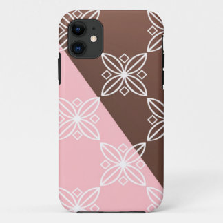 Capa Para iPhone 11 Padrão Floral Rosa e Marrom Chocolate