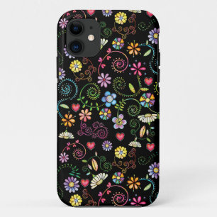 Capa Para iPhone 11 Padrão floral sem soldadura corante de alça desenh